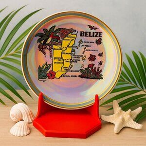 Belize Souvenir Decorative Plate – Tropical Map Design Collectible